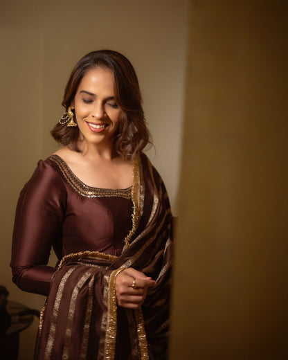 Signature Brown Anarkali Set