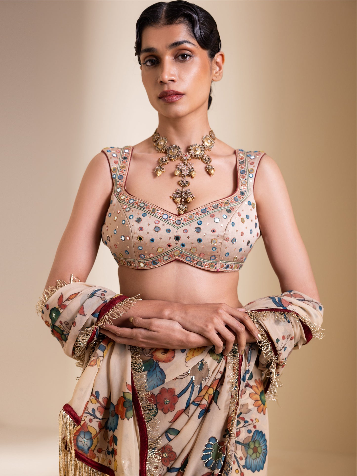Lathika Kalamkari Saree Set