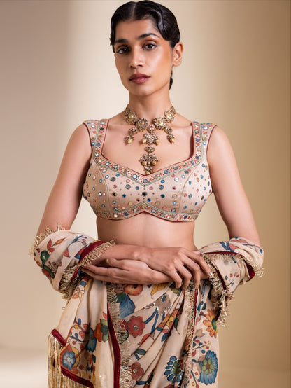 Lathika Kalamkari Saree Set