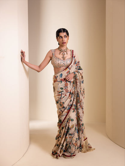 Lathika Kalamkari Saree Set