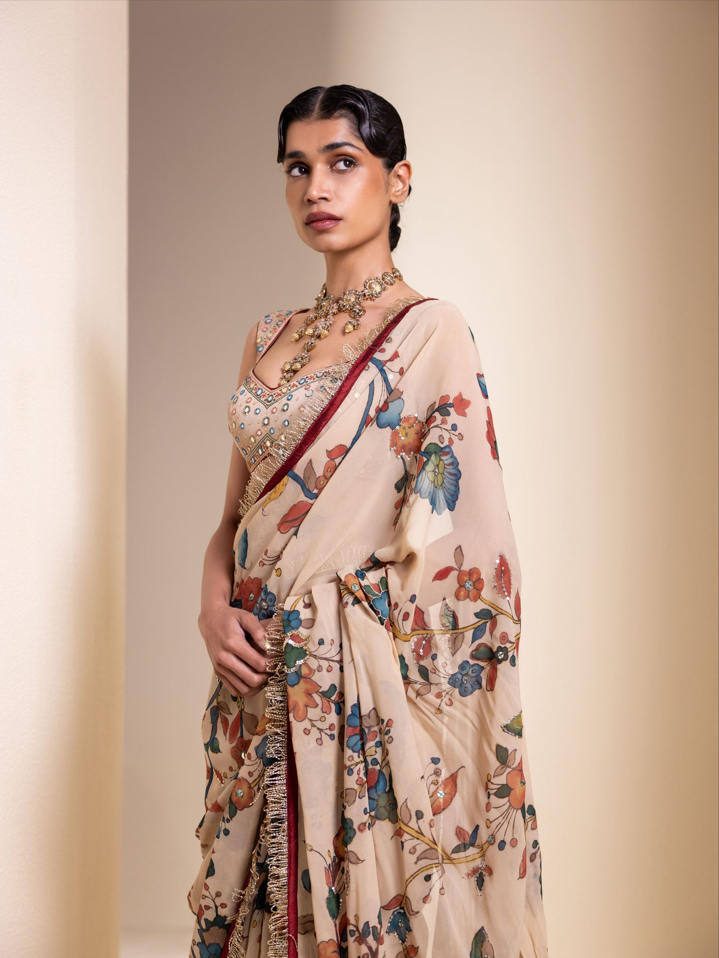 Lathika Kalamkari Saree Set