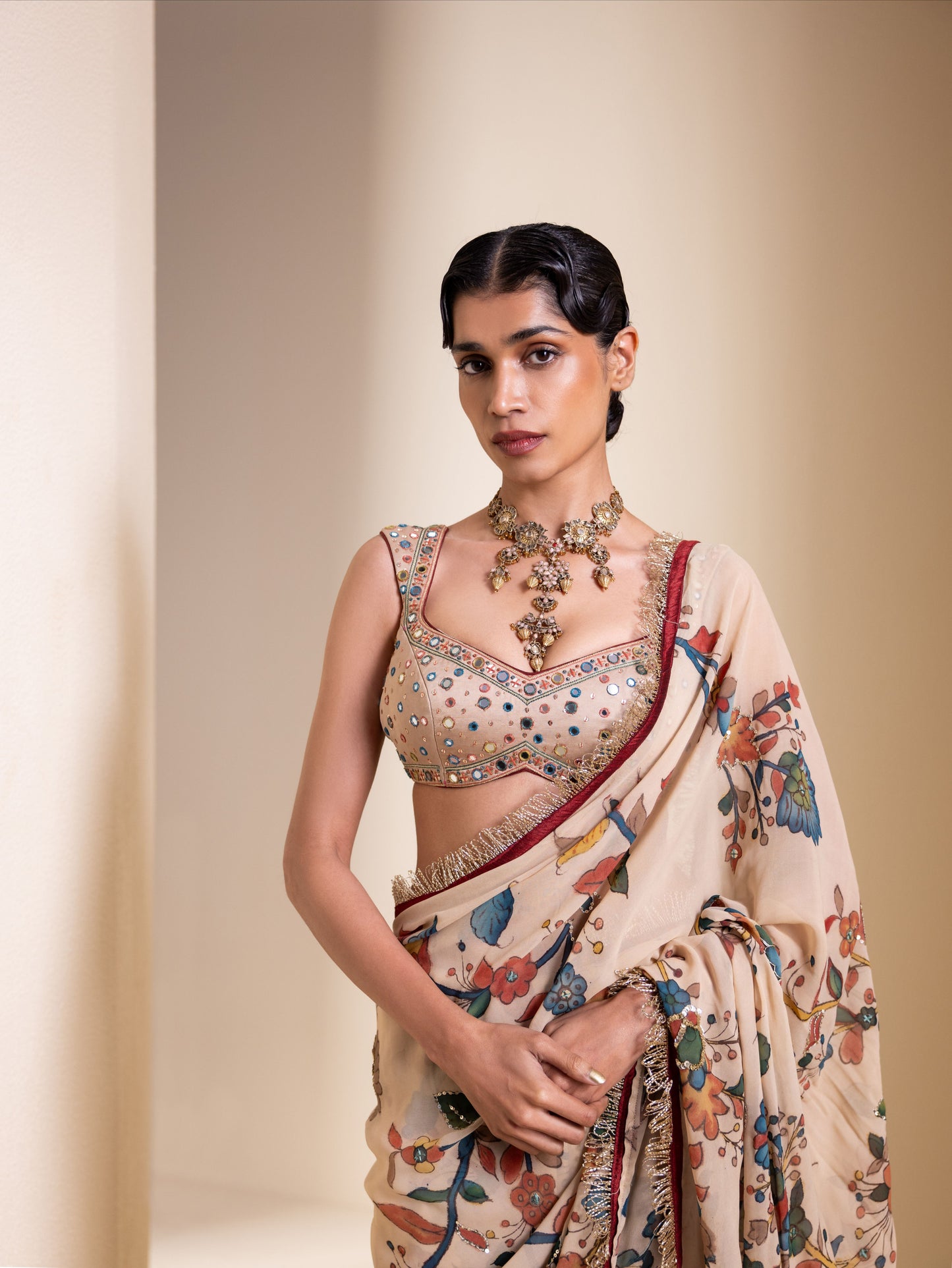 Lathika Kalamkari Saree Set
