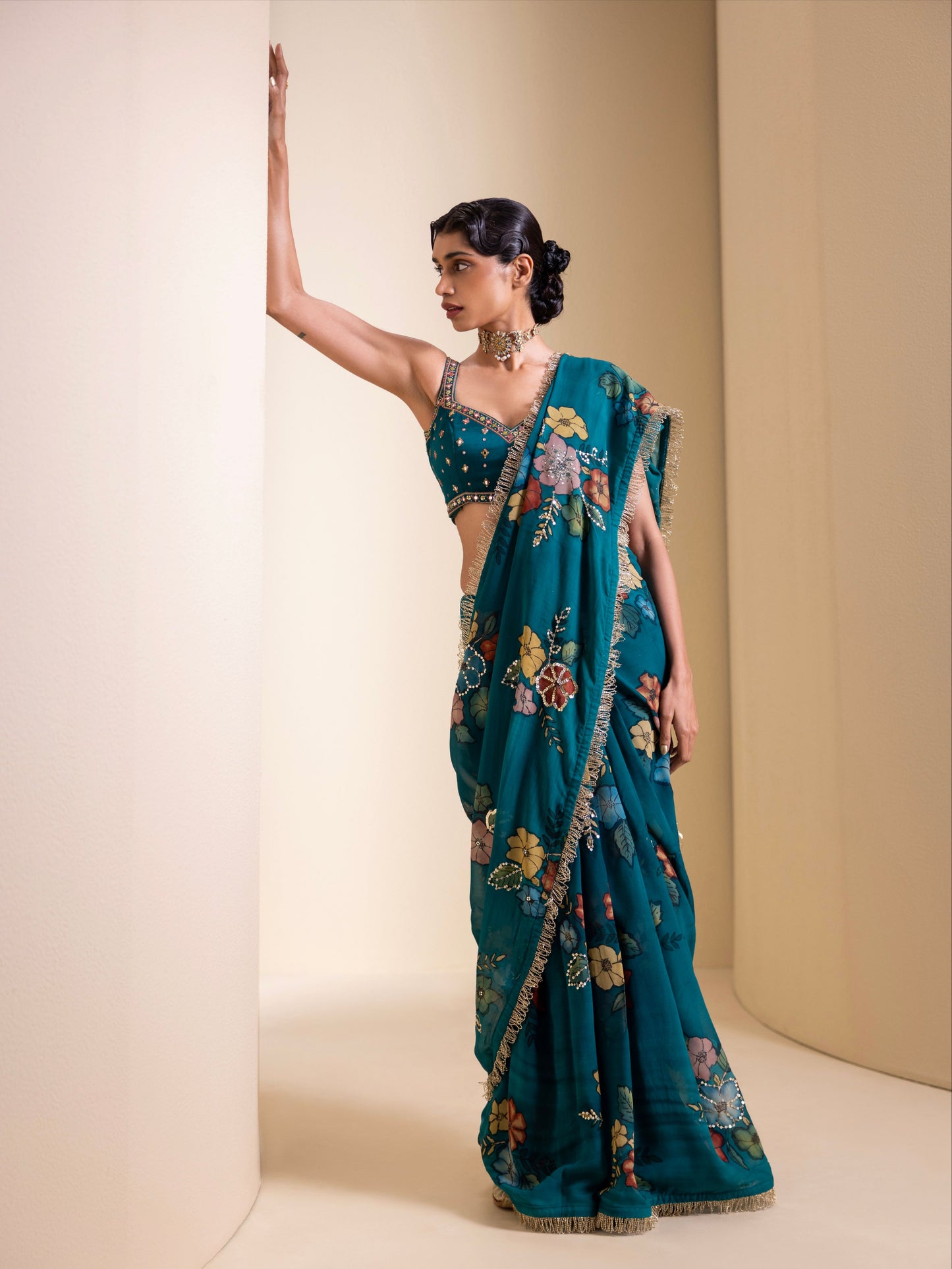 Guldaan Kalamkari Saree Set