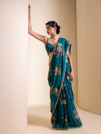 Guldaan Kalamkari Saree Set