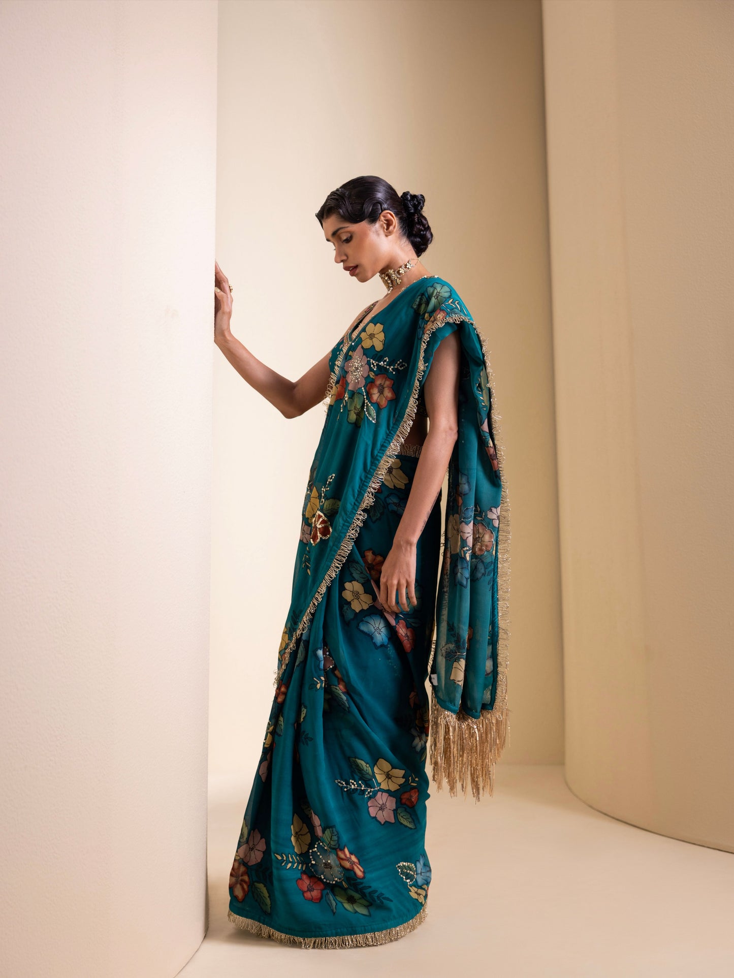 Guldaan Kalamkari Saree Set