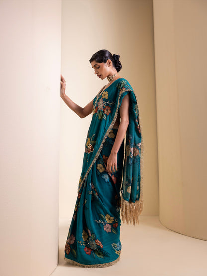 Guldaan Kalamkari Saree Set