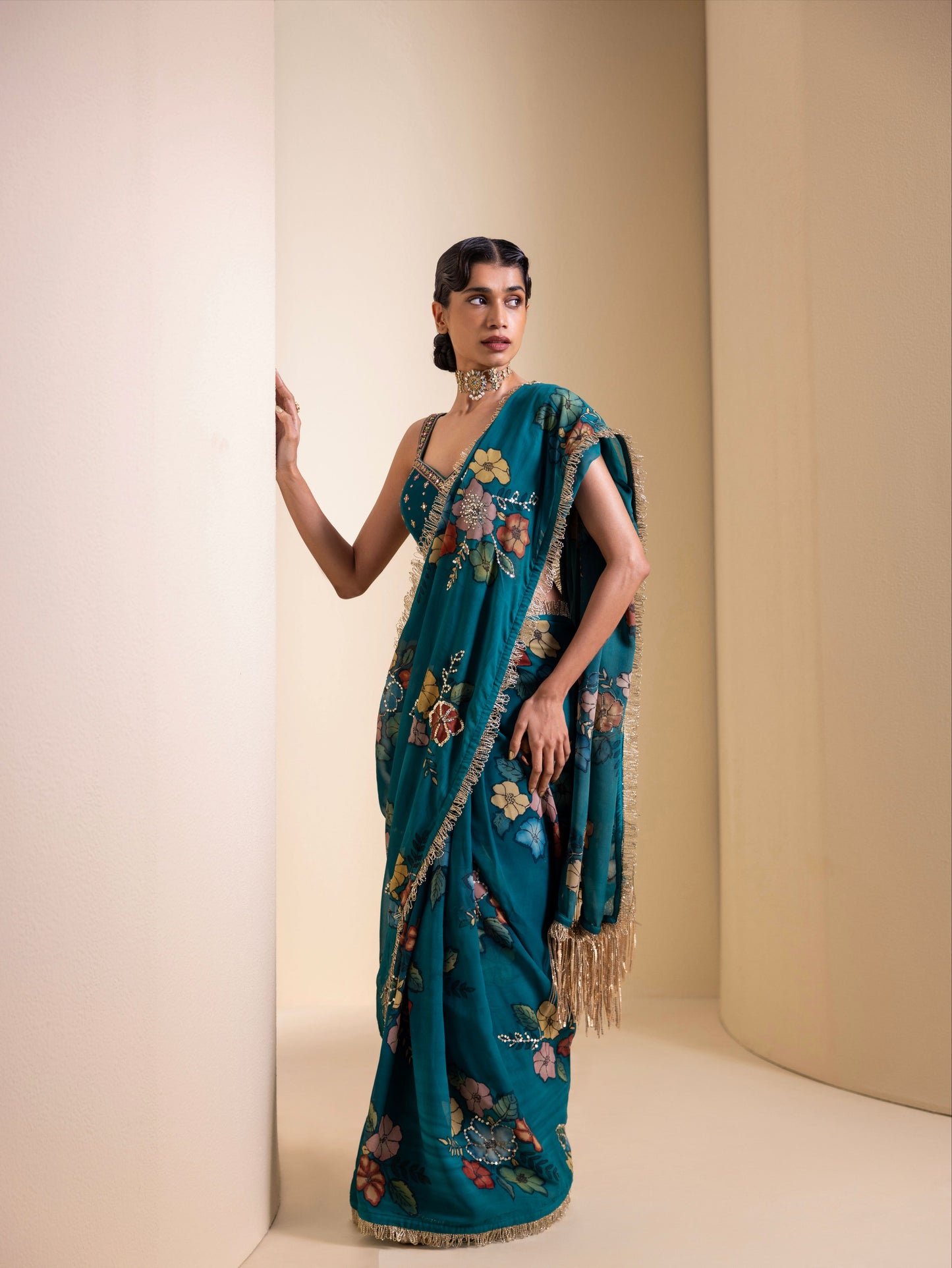 Guldaan Kalamkari Saree Set