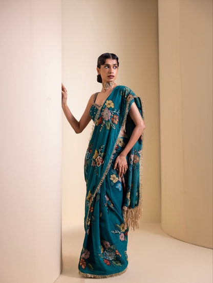 Guldaan Kalamkari Saree Set