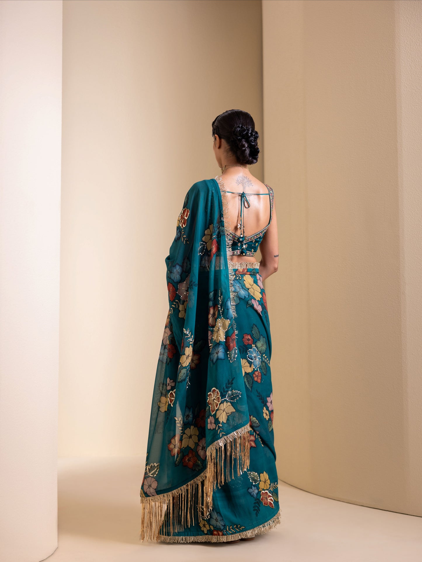 Guldaan Kalamkari Saree Set