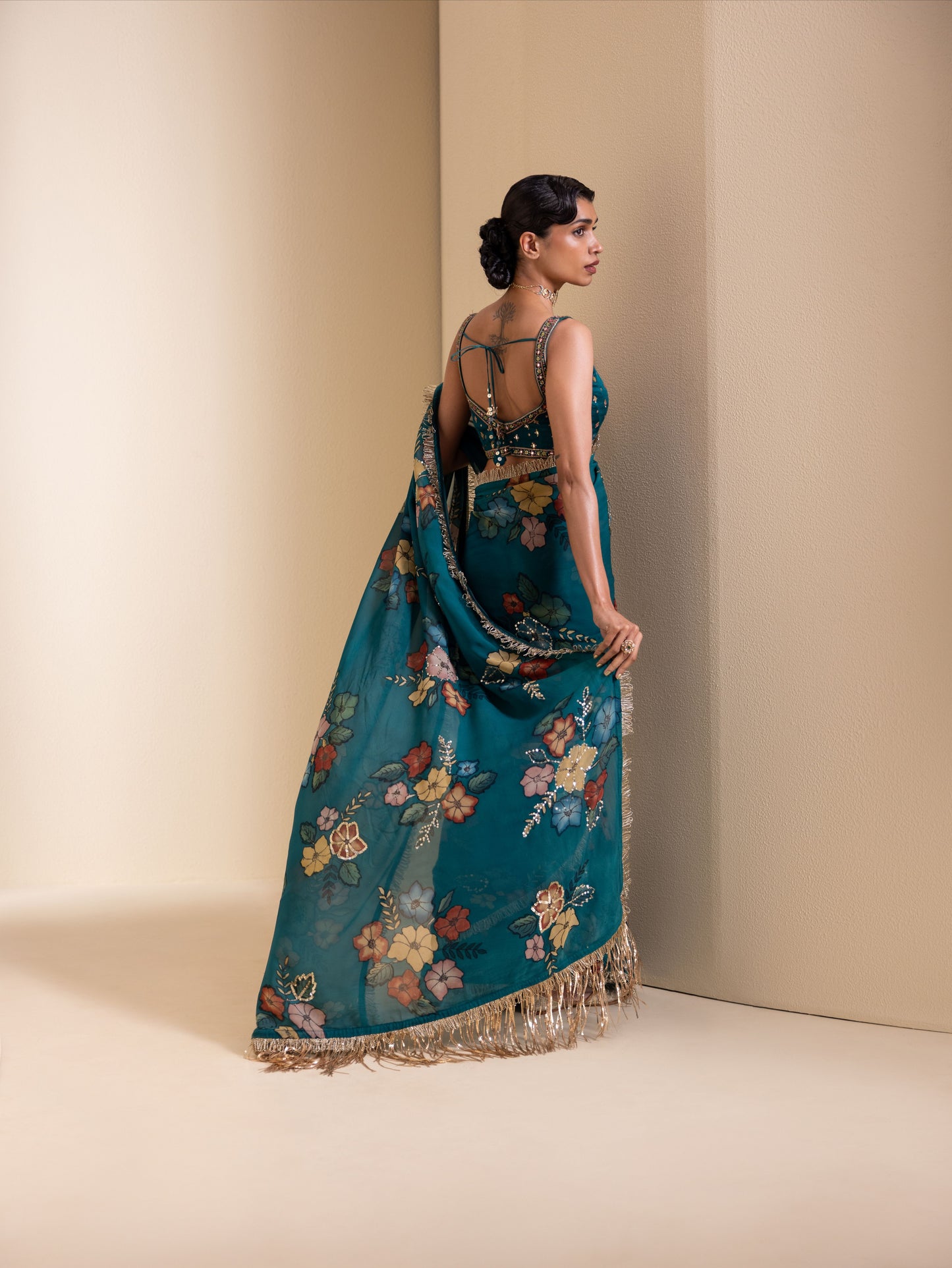 Guldaan Kalamkari Saree Set