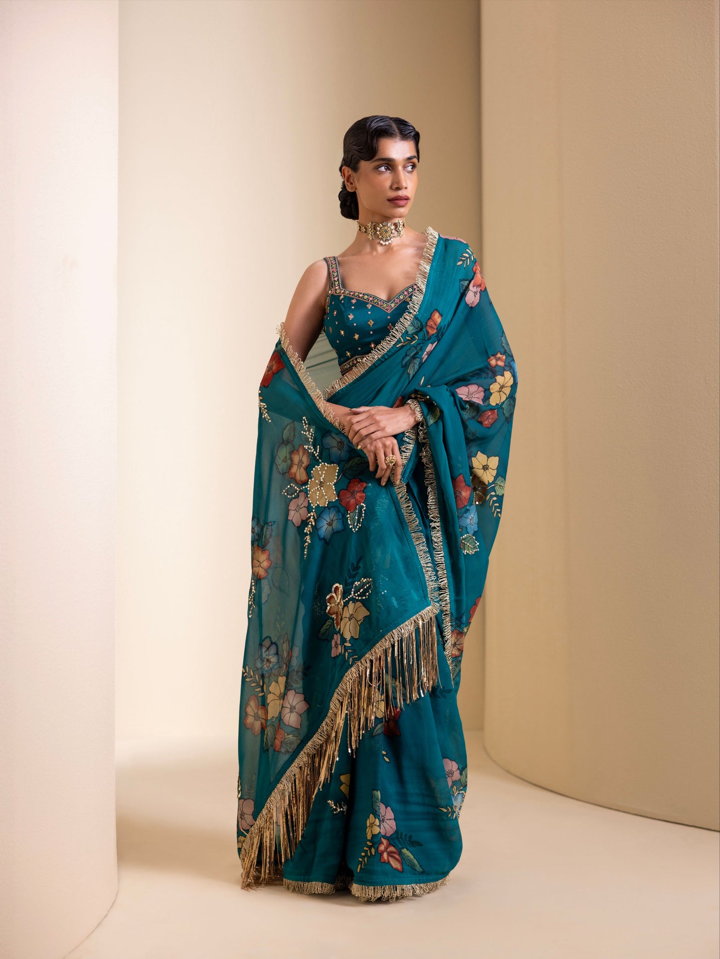 Guldaan Kalamkari Saree Set