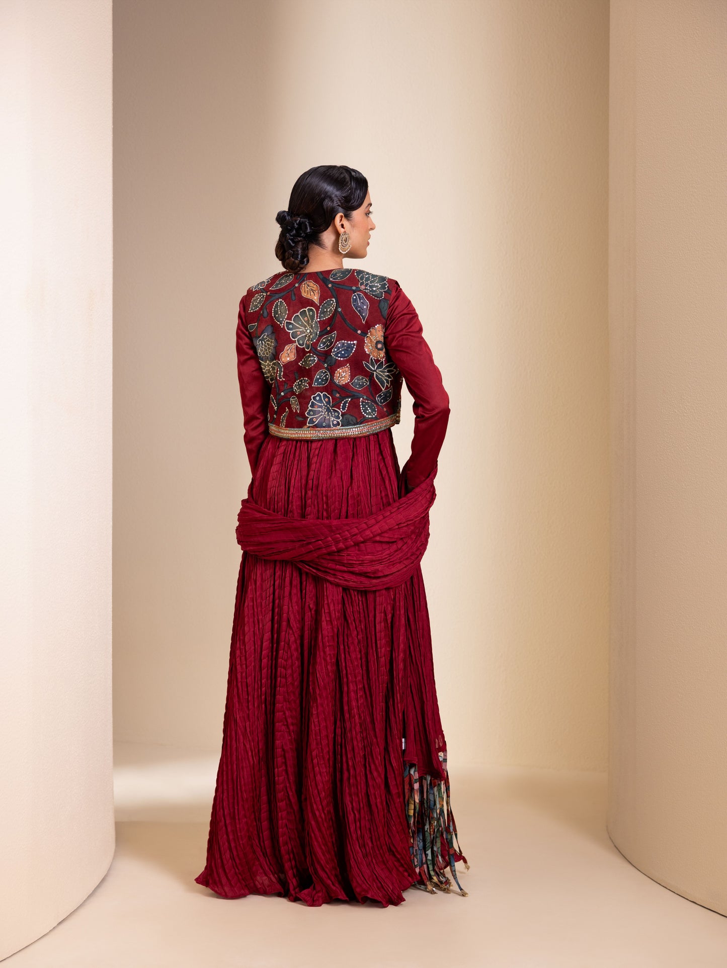 Maroon Anarkali Jacket Set