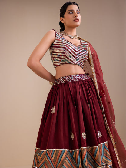 Vanaara Border Kalamkari Lehenga Set