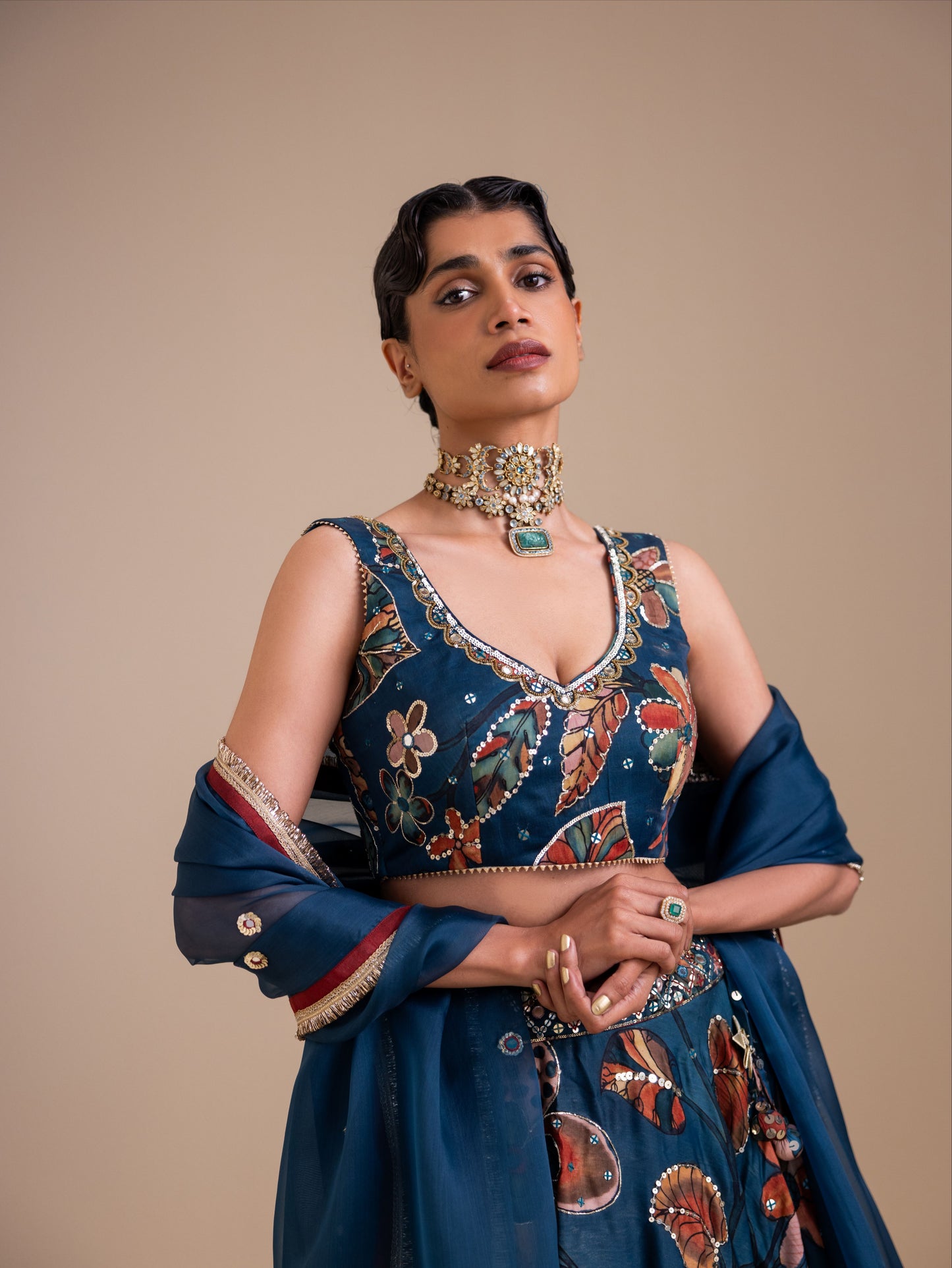 Vanaara Indigo Kalamkari Lehenga Set