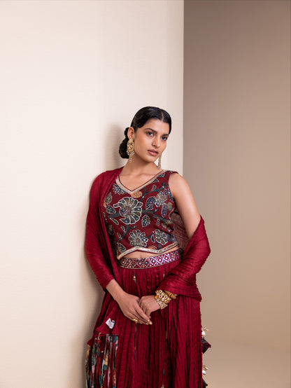 Maroon Sharara Set
