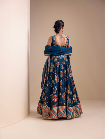 Vanaara Indigo Kalamkari Lehenga Set