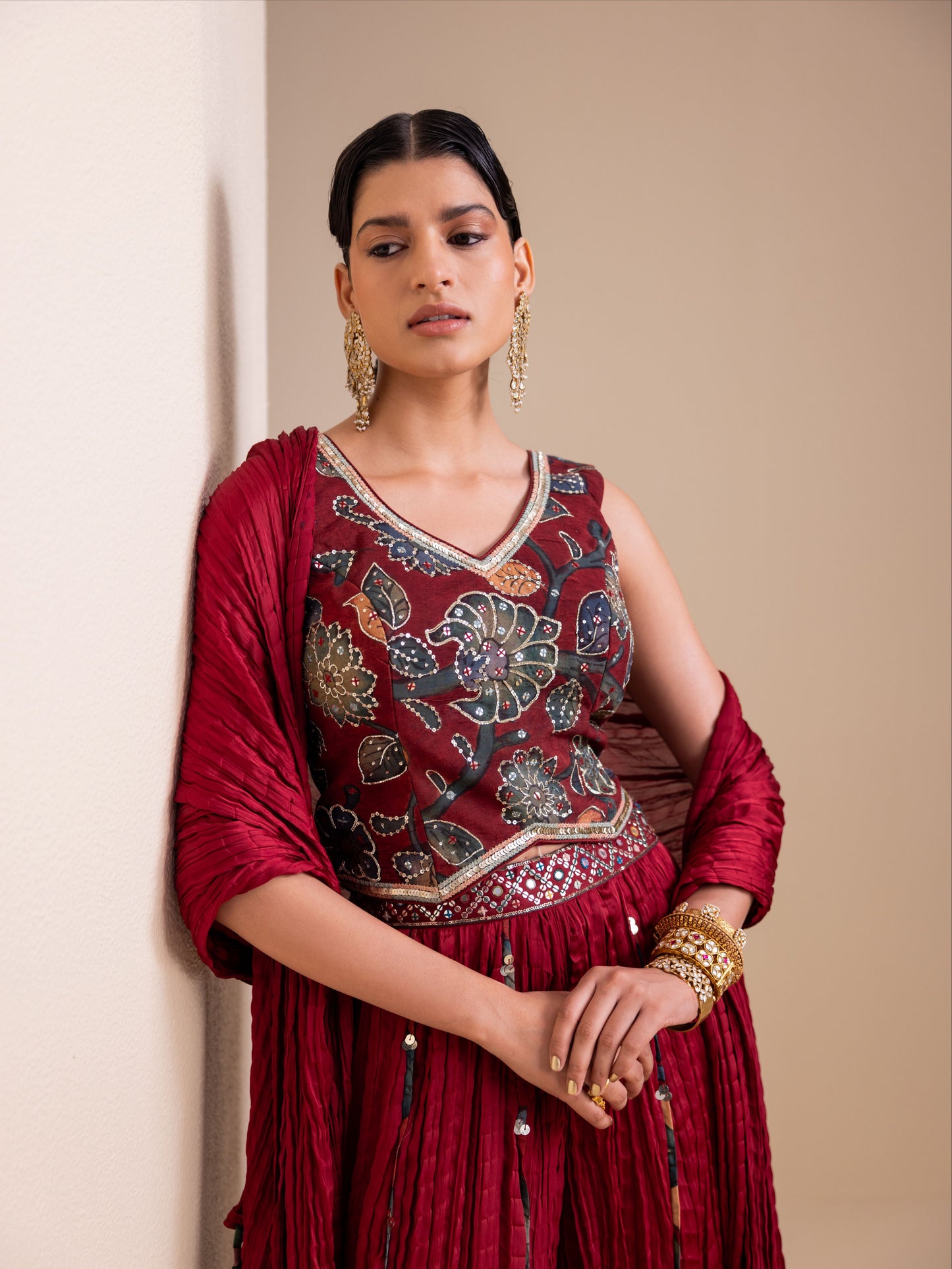 Maroon Sharara Set