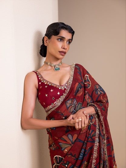 Vanaara Kalamkari Saree Set