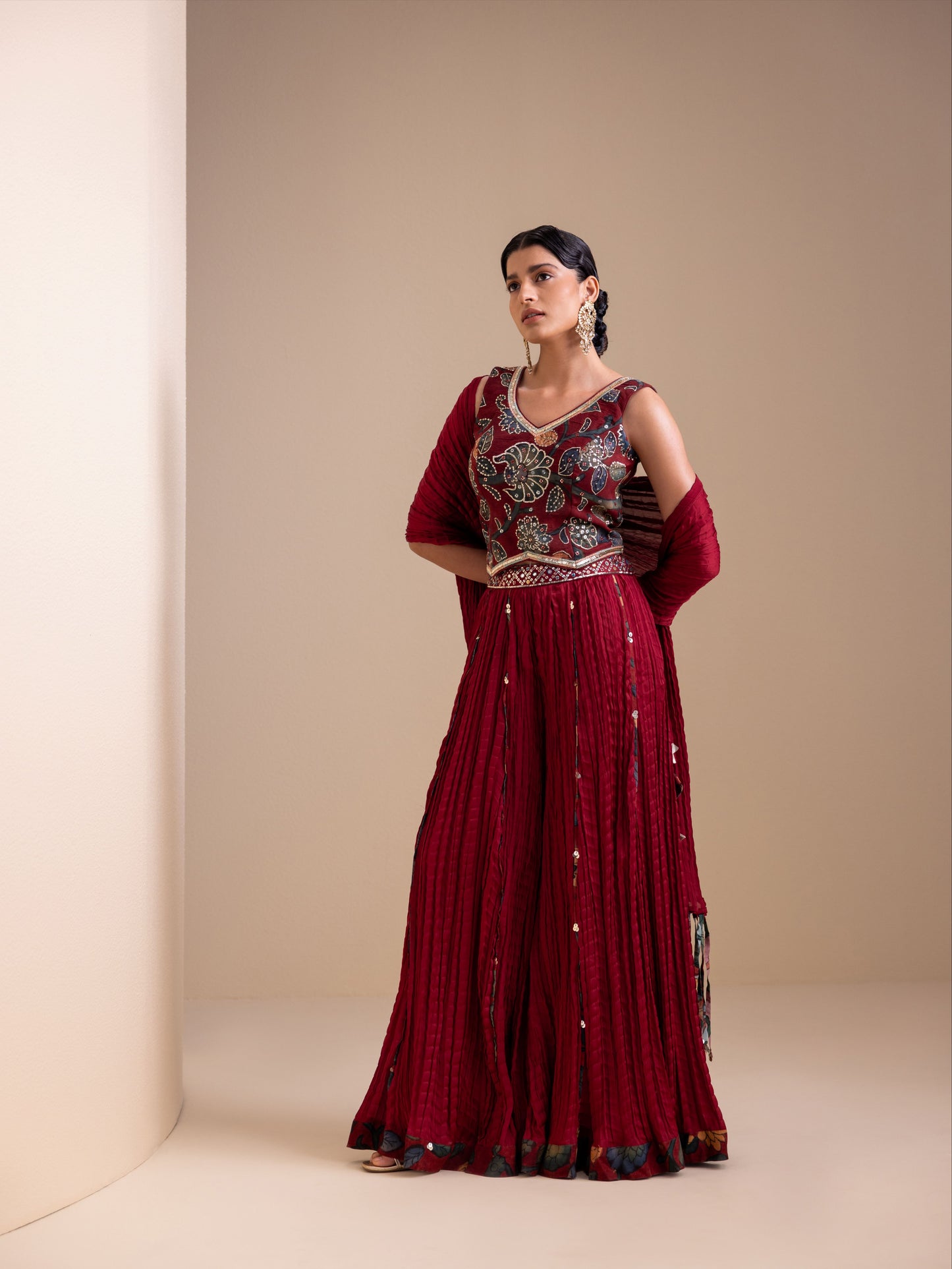 Maroon Sharara Set