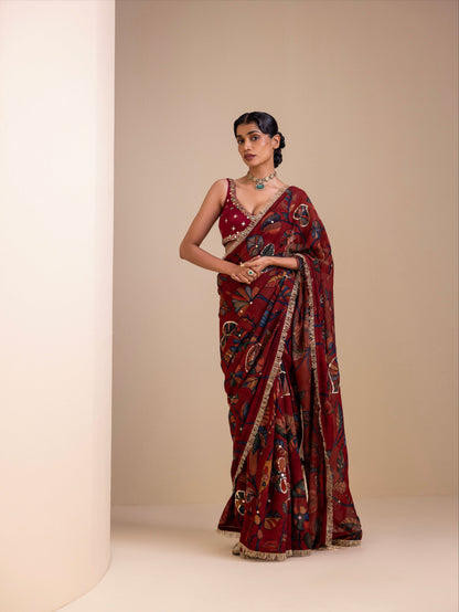 Vanaara Kalamkari Saree Set