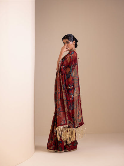 Vanaara Kalamkari Saree Set