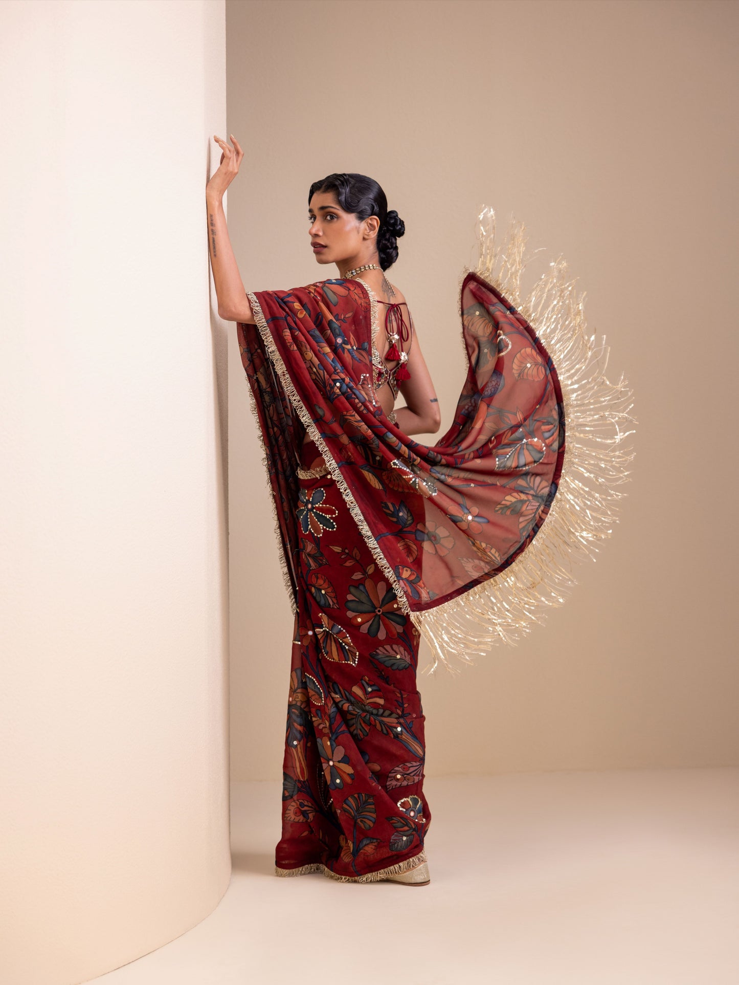 Vanaara Kalamkari Saree Set