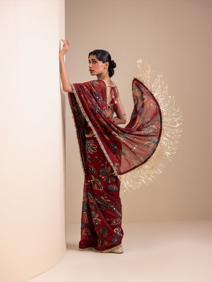 Vanaara Kalamkari Saree Set
