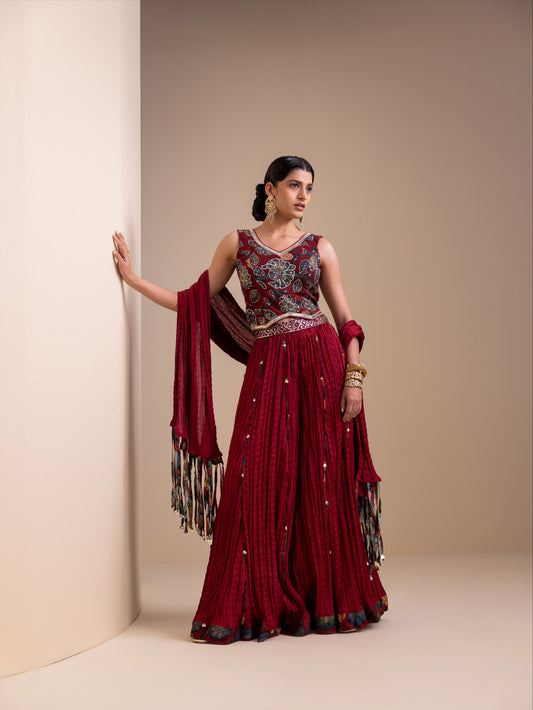 Maroon Sharara Set