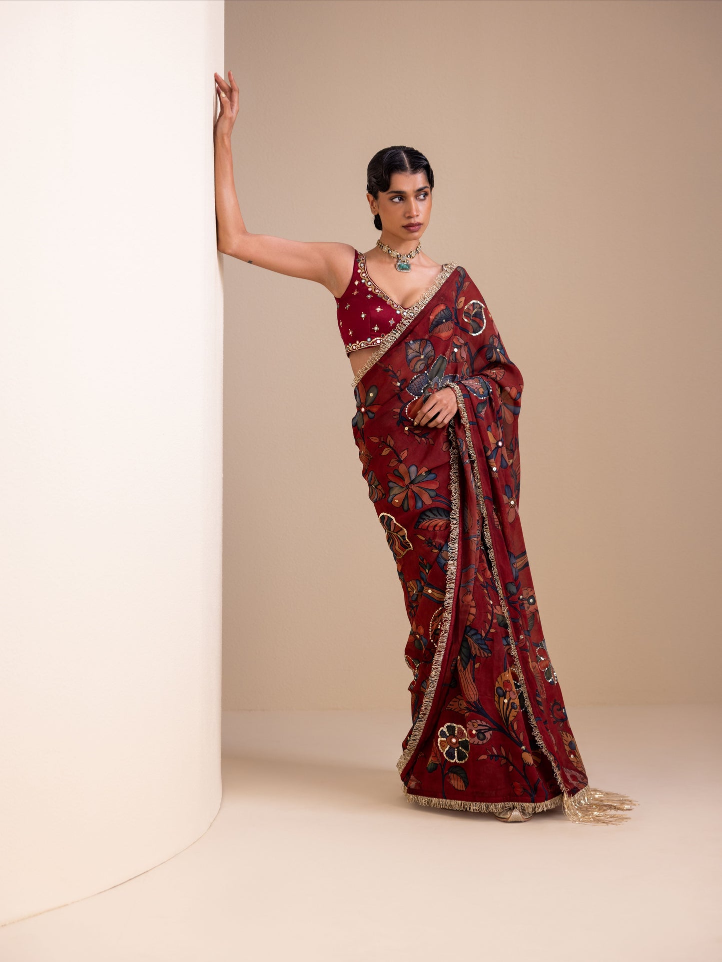Vanaara Kalamkari Saree Set