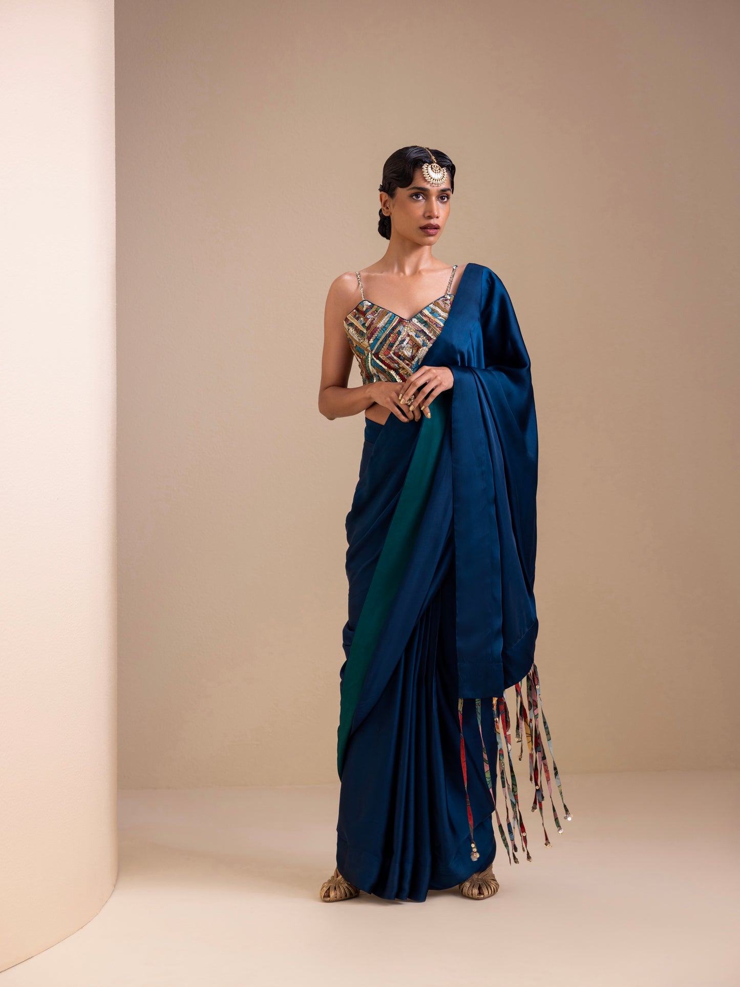 Fringes Of Kalam Pre-Drape Saree Set