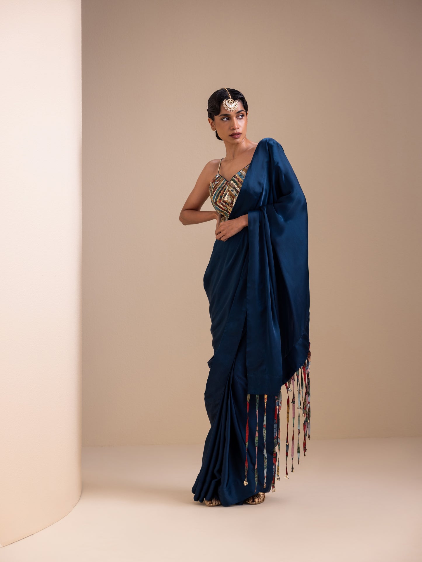 Fringes Of Kalam Pre-Drape Saree Set
