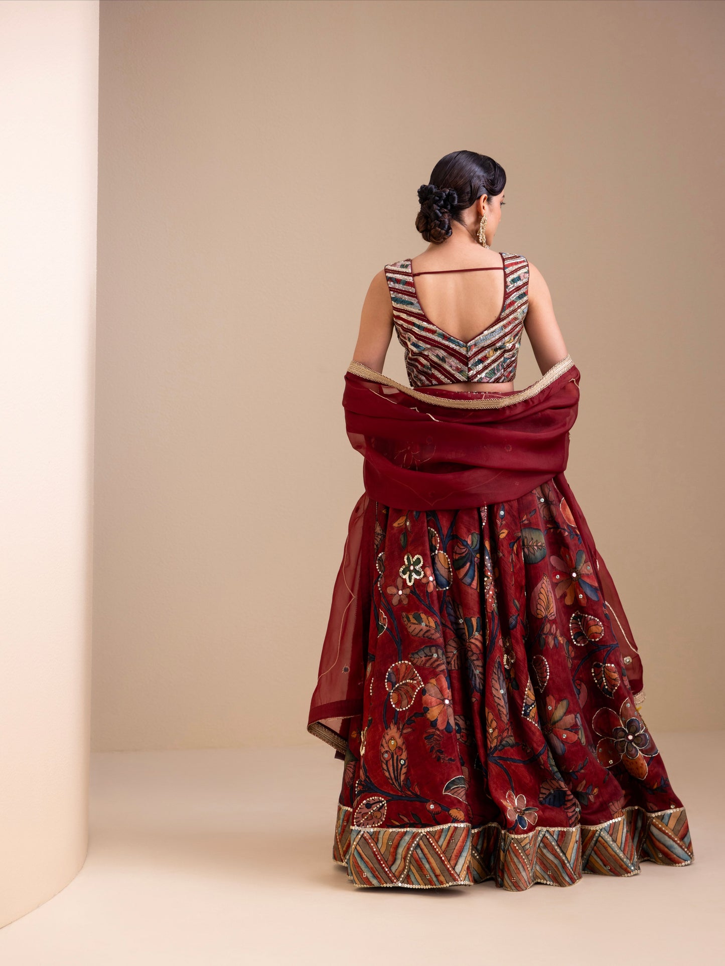 Vanaara Maroon Kalamkari Lehenga Set