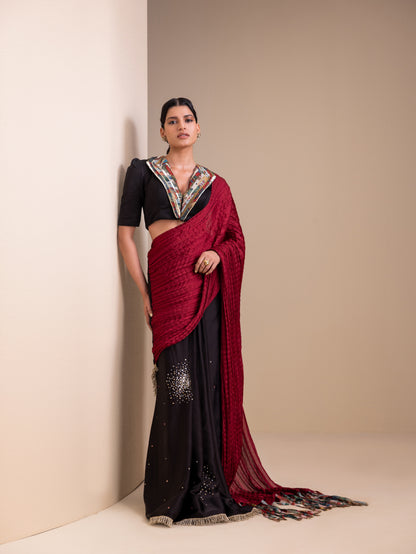 Fringes Of Kalam Pre-Drape Saree Set