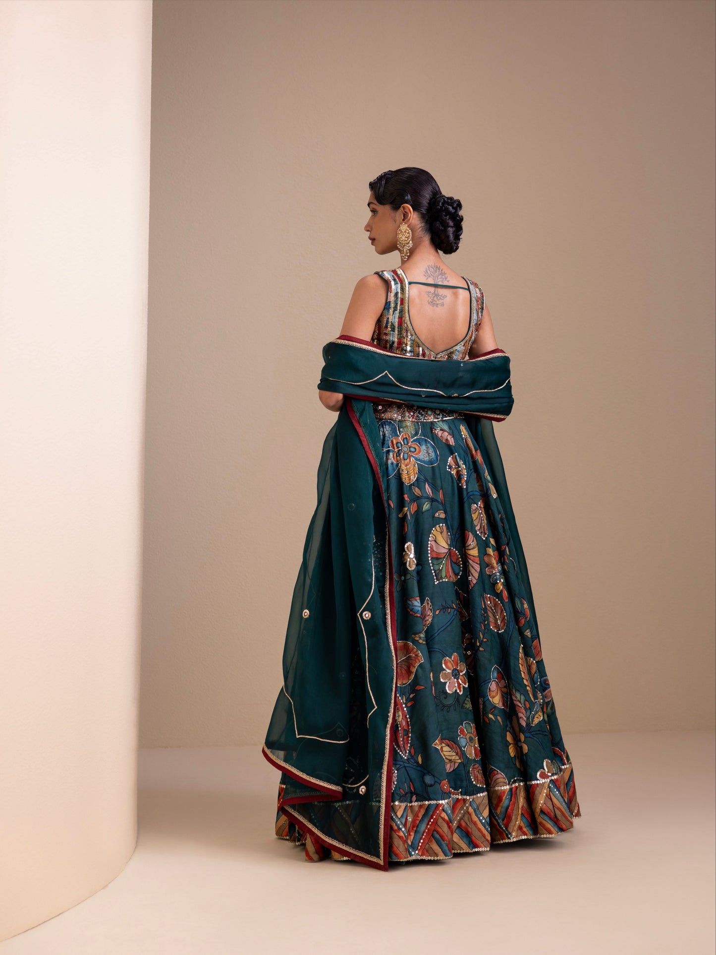 Vanaara Ramagreen Kalamkari Lehenga Set