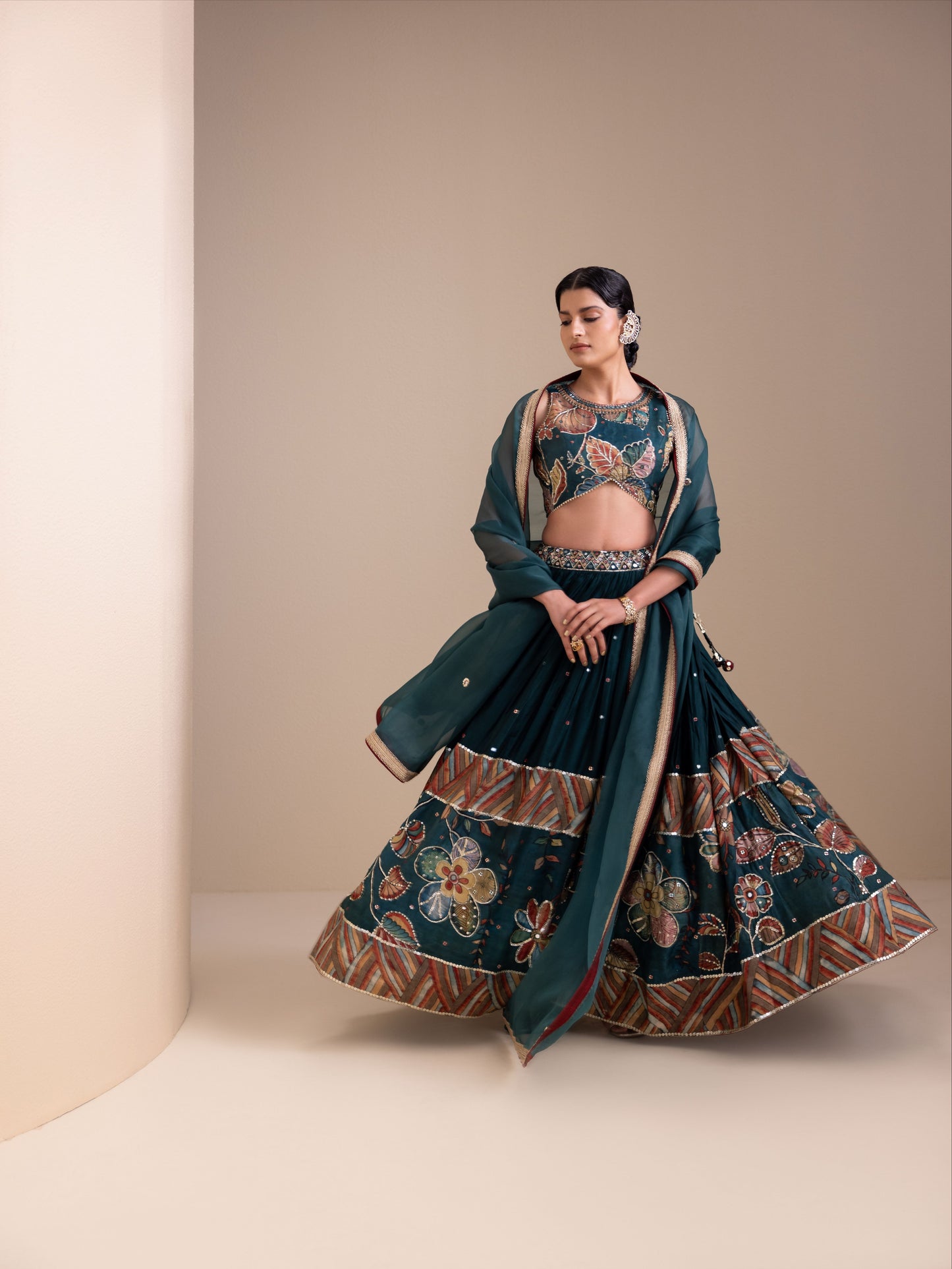 Vanaara Border Kalamkari Lehenga Set