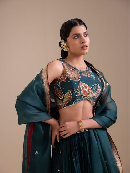 Vanaara Border Kalamkari Lehenga Set
