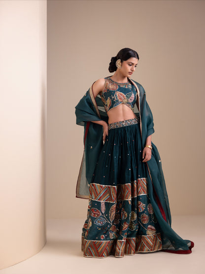 Vanaara Border Kalamkari Lehenga Set