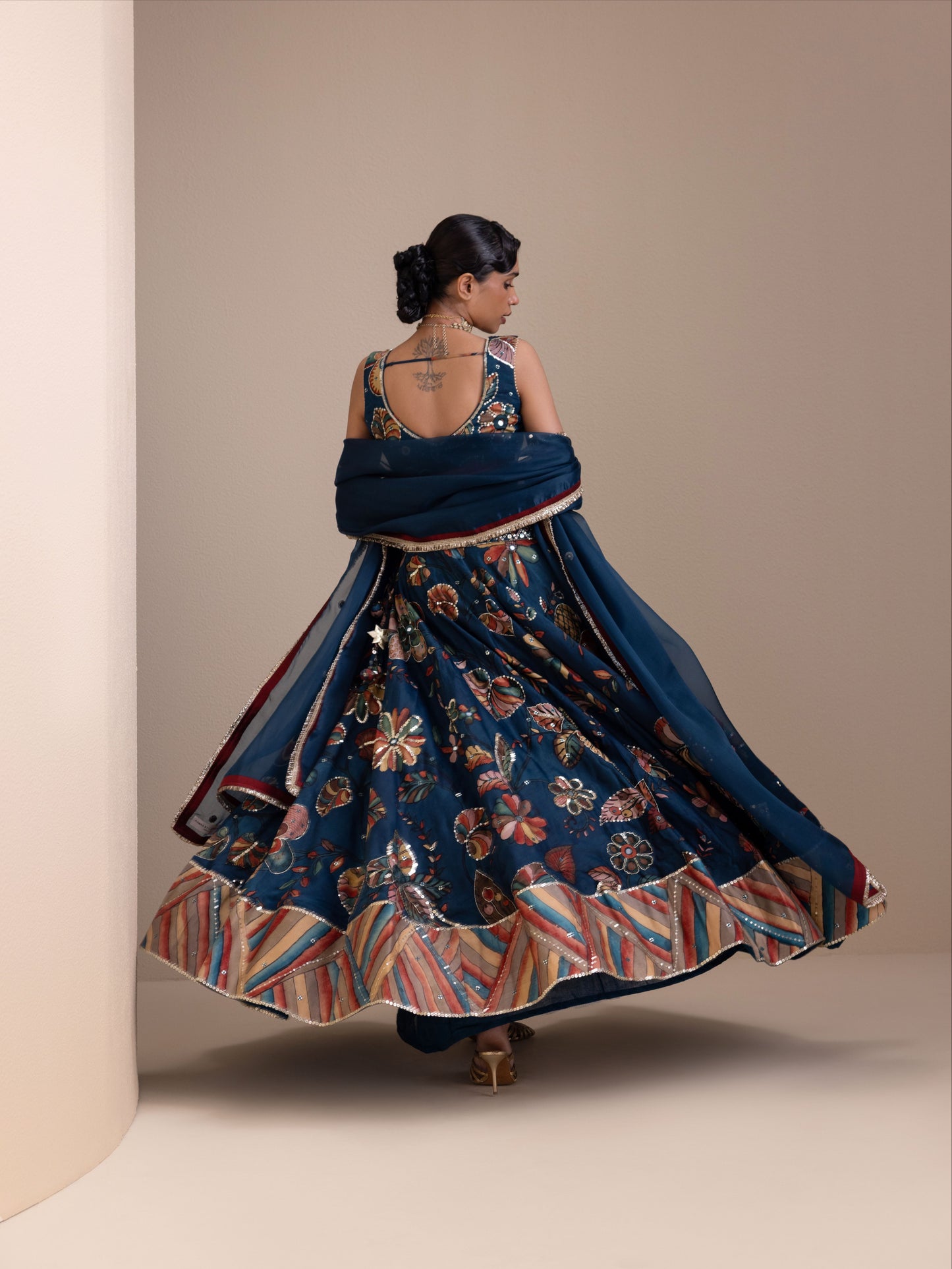 Vanaara Indigo Kalamkari Lehenga Set