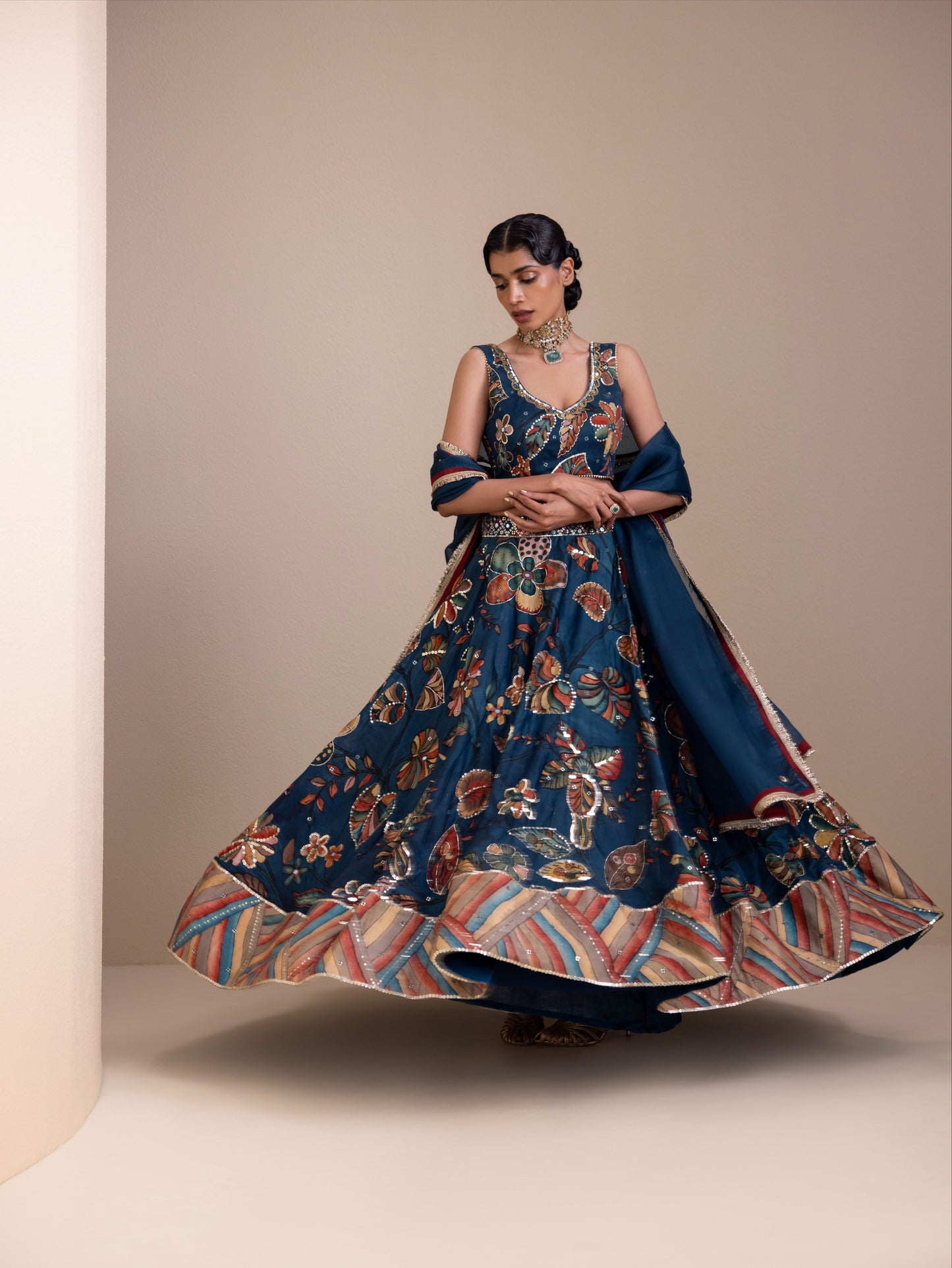 Vanaara Indigo Kalamkari Lehenga Set