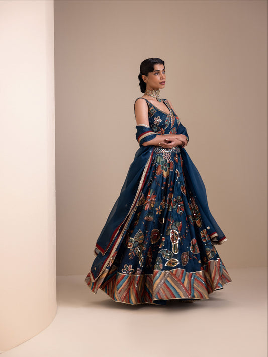 Vanaara Indigo Kalamkari Lehenga Set