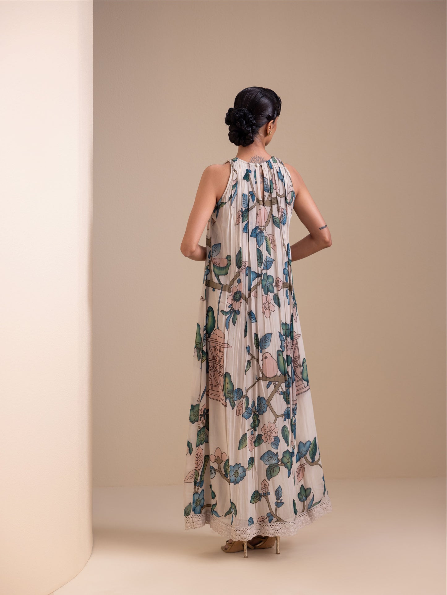 Birds Outside Cages Ivory Kalamkari Maxi