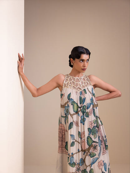 Birds Outside Cages Ivory Kalamkari Maxi