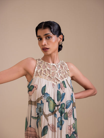 Birds Outside Cages Ivory Kalamkari Maxi