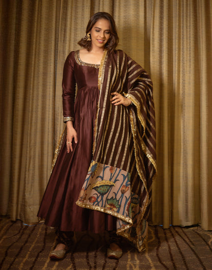 Signature Brown Anarkali Set