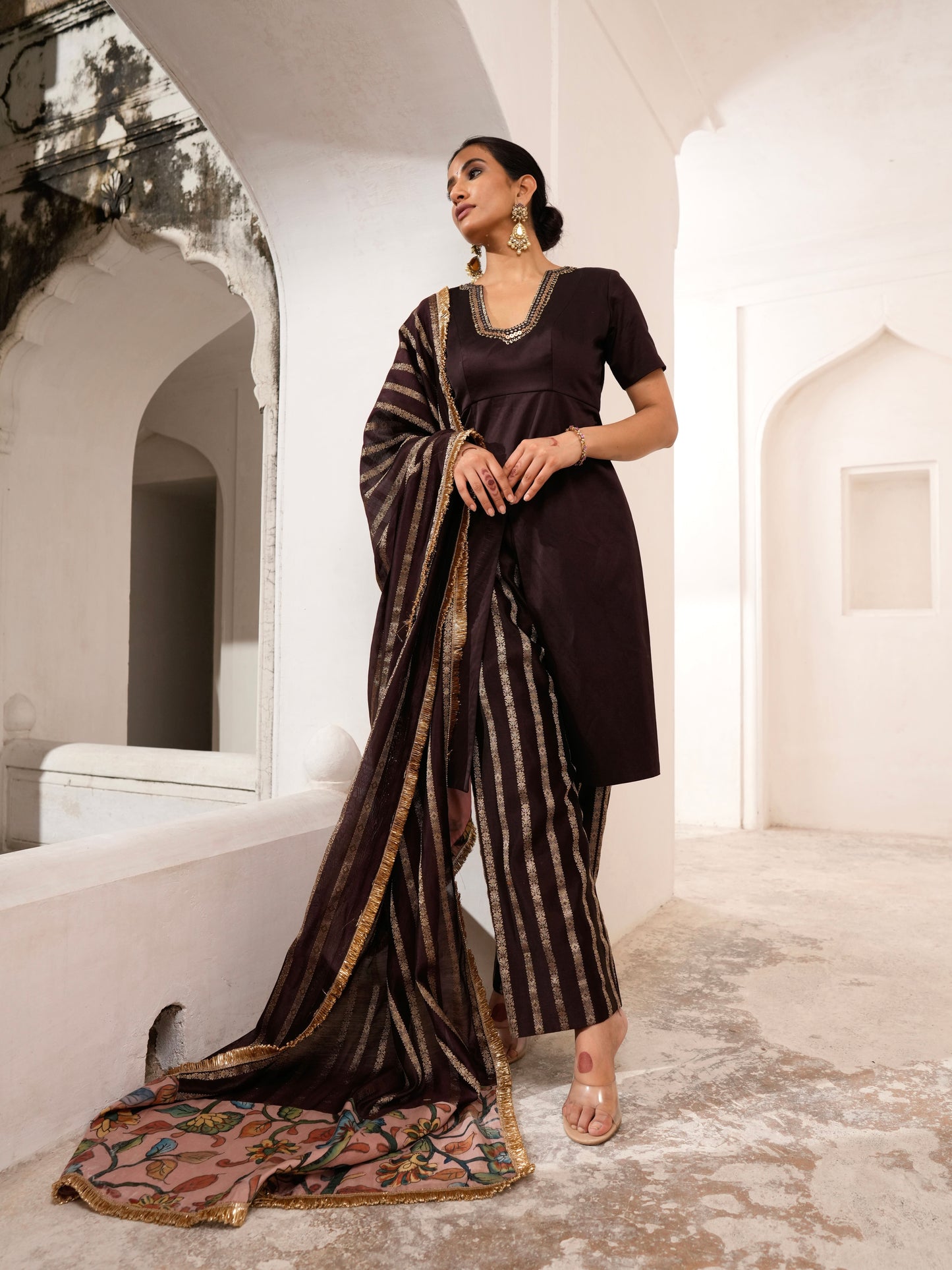 Signature Brown Kurtha Set