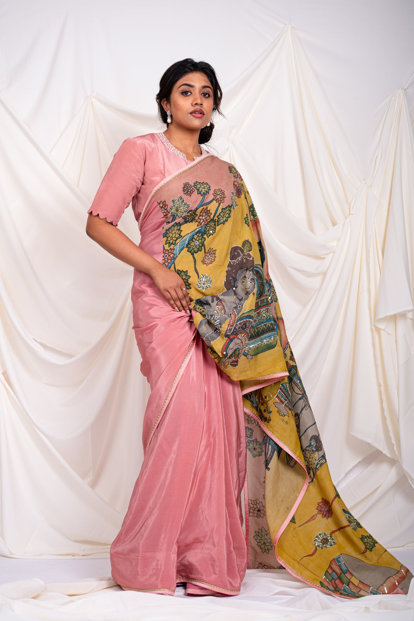 Yashoda-Krishna Kalamkari Saree Set